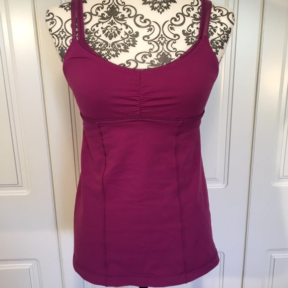 Lululemon Criss Cross magenta tank w/double straps - Picture 1 of 7